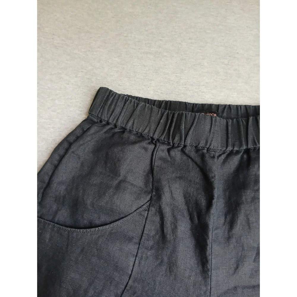 Quince Pants XS 100 Linen Crop Minimalist  Comfort Pull On Boho Stretch
